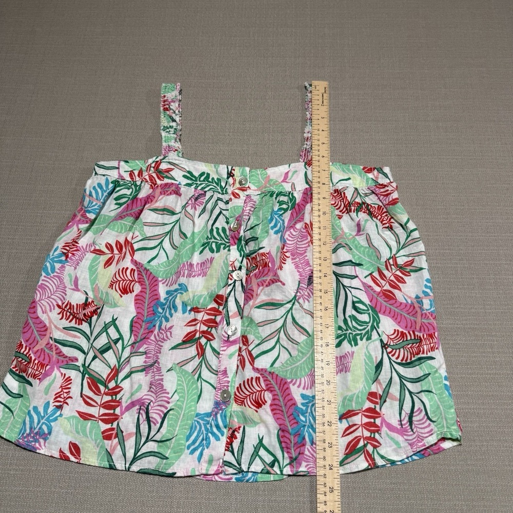 Cynthia Rowley Linen Tropical Print Tank Top Womens Large Summer Coastal Beach - Picture 7 of 7